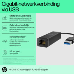 HP USB 3.0-naar-Gigabit RJ45-adapter G2