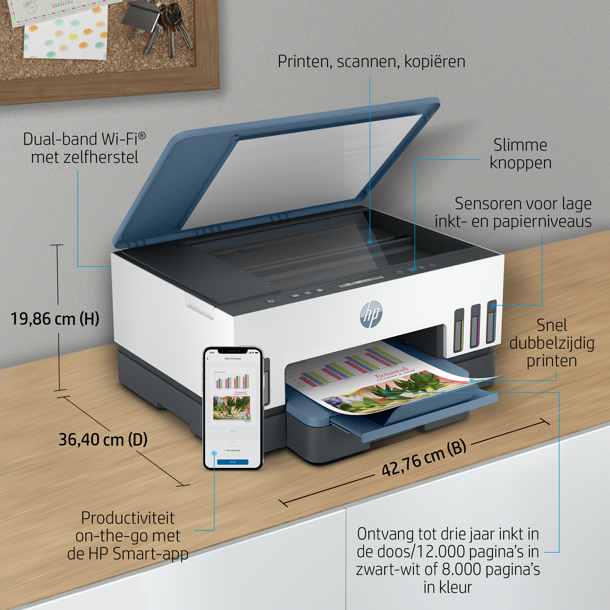 HP Smart Tank 7006 Draadloos All-in-One Kleur Printer, Dubbelzijdig printen; Kopieerapparaat, Scanner - Afbeelding 7