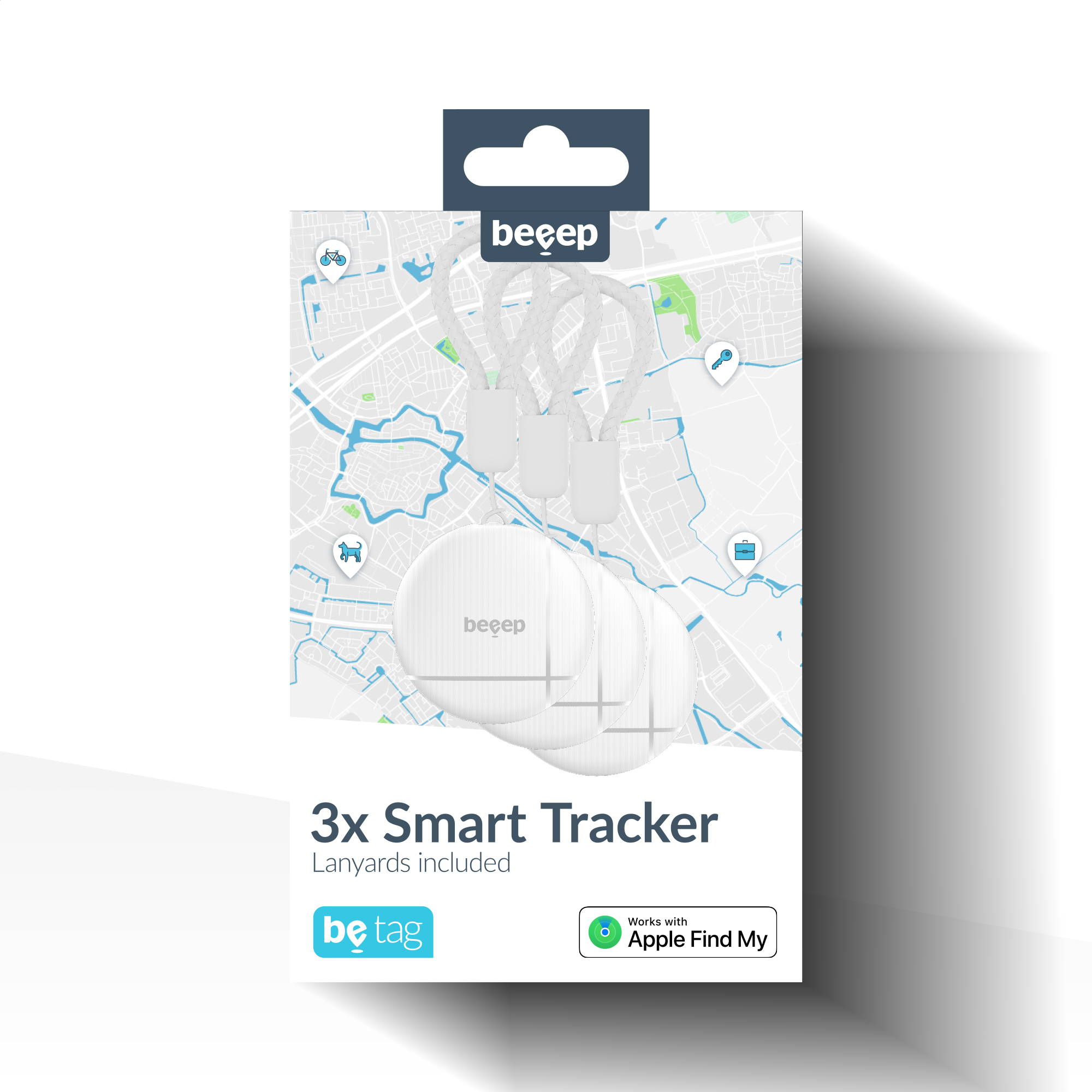Beeep BeTag Find My Tracker White & Keychain White - 3 pack - Afbeelding 9