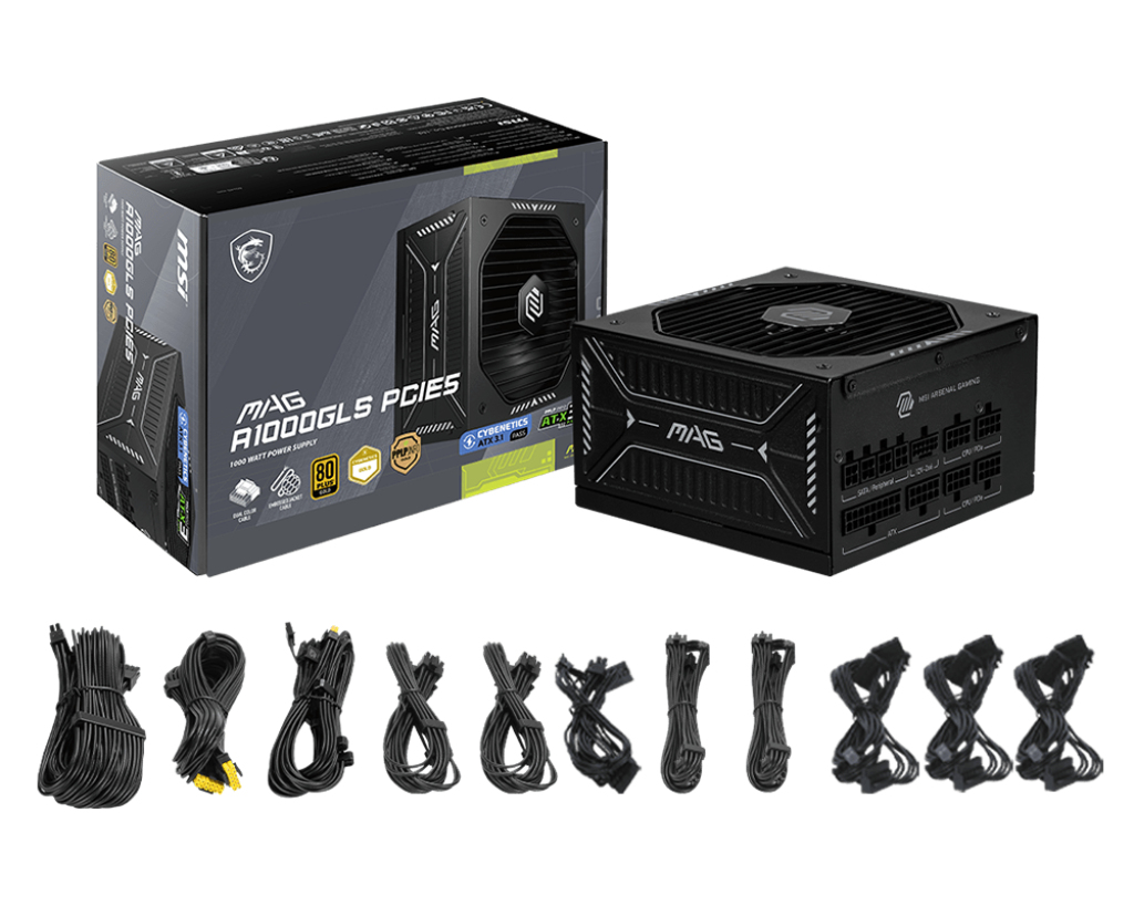 MSI MAG A1000GLS PCIE5 power supply unit 1000 W 24-pin ATX ATX Zwart - Afbeelding 5