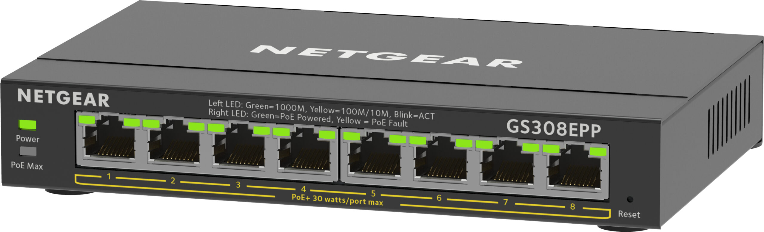 NETGEAR 8-Port Gigabit Ethernet High-Power PoE+ Plus Switch (GS308EPP) - Afbeelding 4