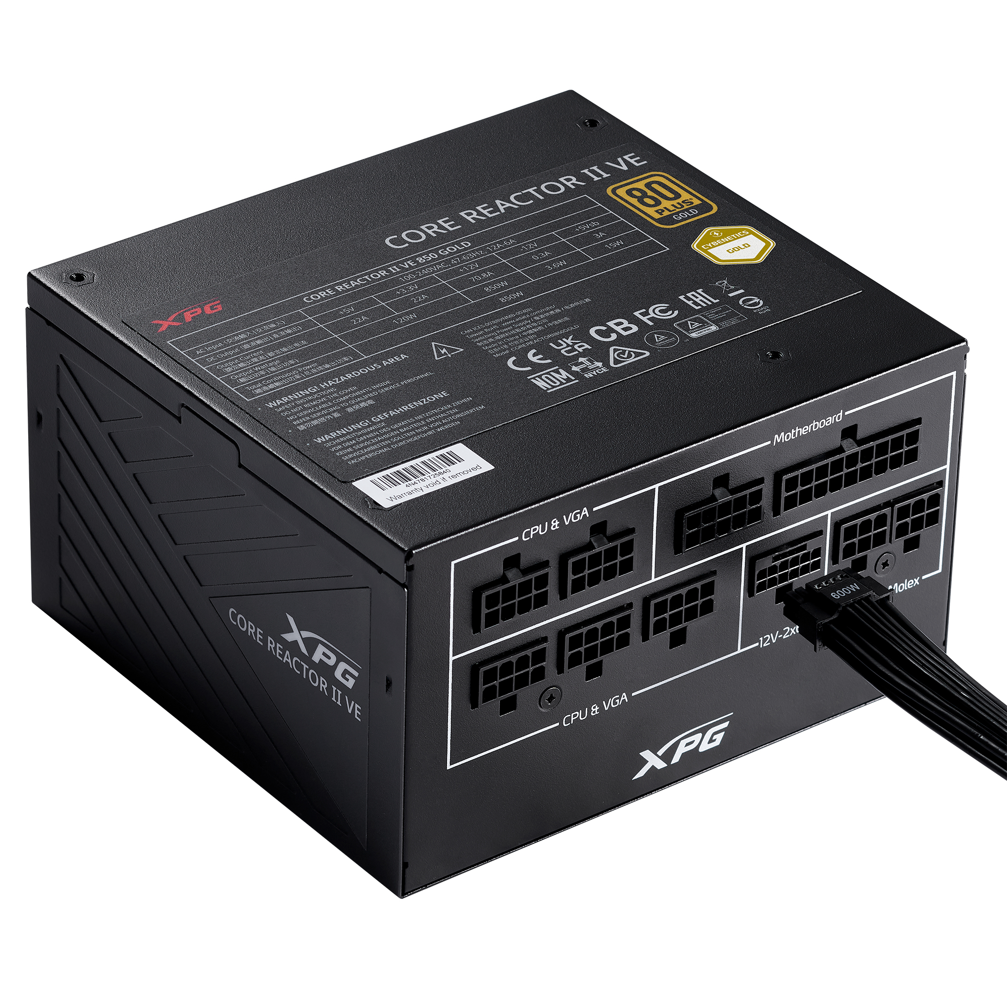 XPG COREREACTOR II VE 850W power supply unit 24-pin ATX ATX Zwart - Afbeelding 2