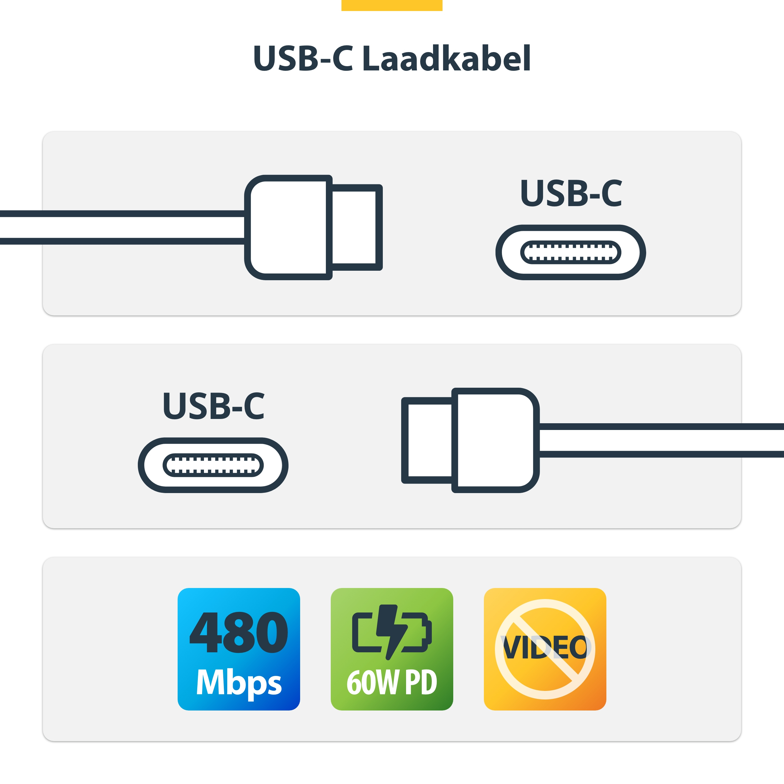 StarTech.com 1m USB-C Laadkabel, Charge & Sync, 60W (3A) PD, USB 2.0, Laptop Type C Laadkabel - Witte USB-C Oplaadkabel - Afbeelding 9