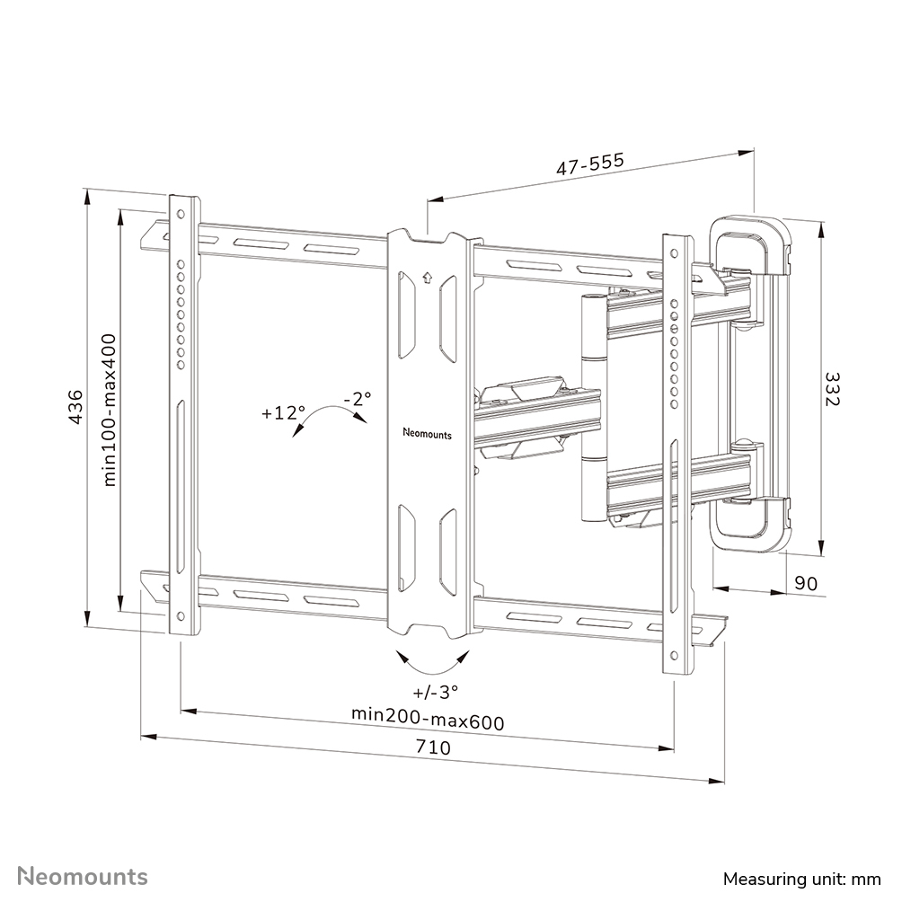 Neomounts WL40S-850BL16 TV-beugel wand 40-70" - full motion - snelle installatie - Afbeelding 21