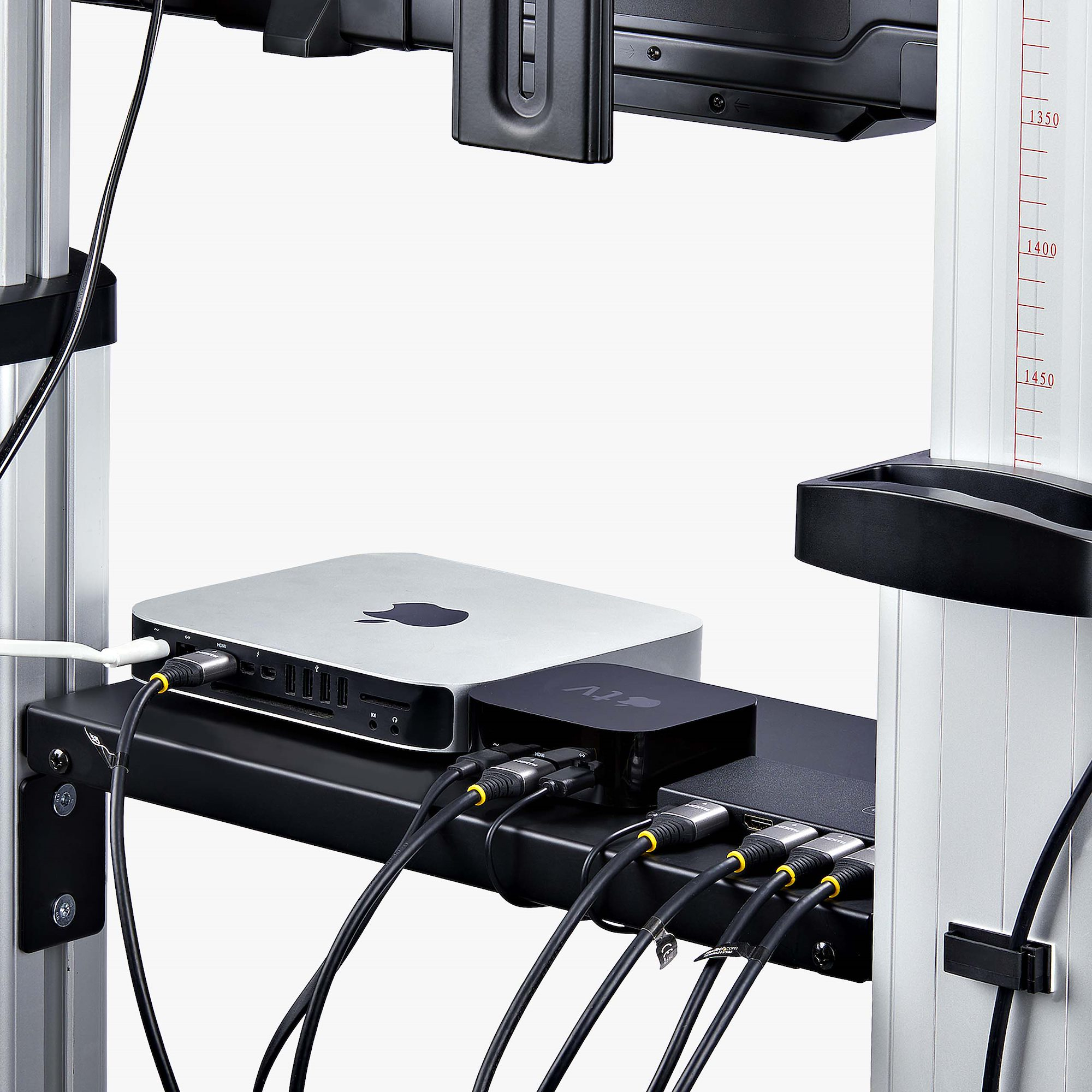 StarTech.com Verrijdbare TV Standaard op Wielen voor 60-100inch Flat Screens tot 100kg, In Hoogte Verstelbaar via Krukas, Mobiele Televisie Standaard/Trolley - Afbeelding 12