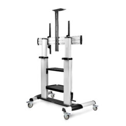 StarTech.com Verrijdbare TV Standaard op Wielen voor 60-100inch Flat Screens tot 100kg, In Hoogte Verstelbaar via Krukas, Mobiele Televisie Standaard/Trolley - Afbeelding 3
