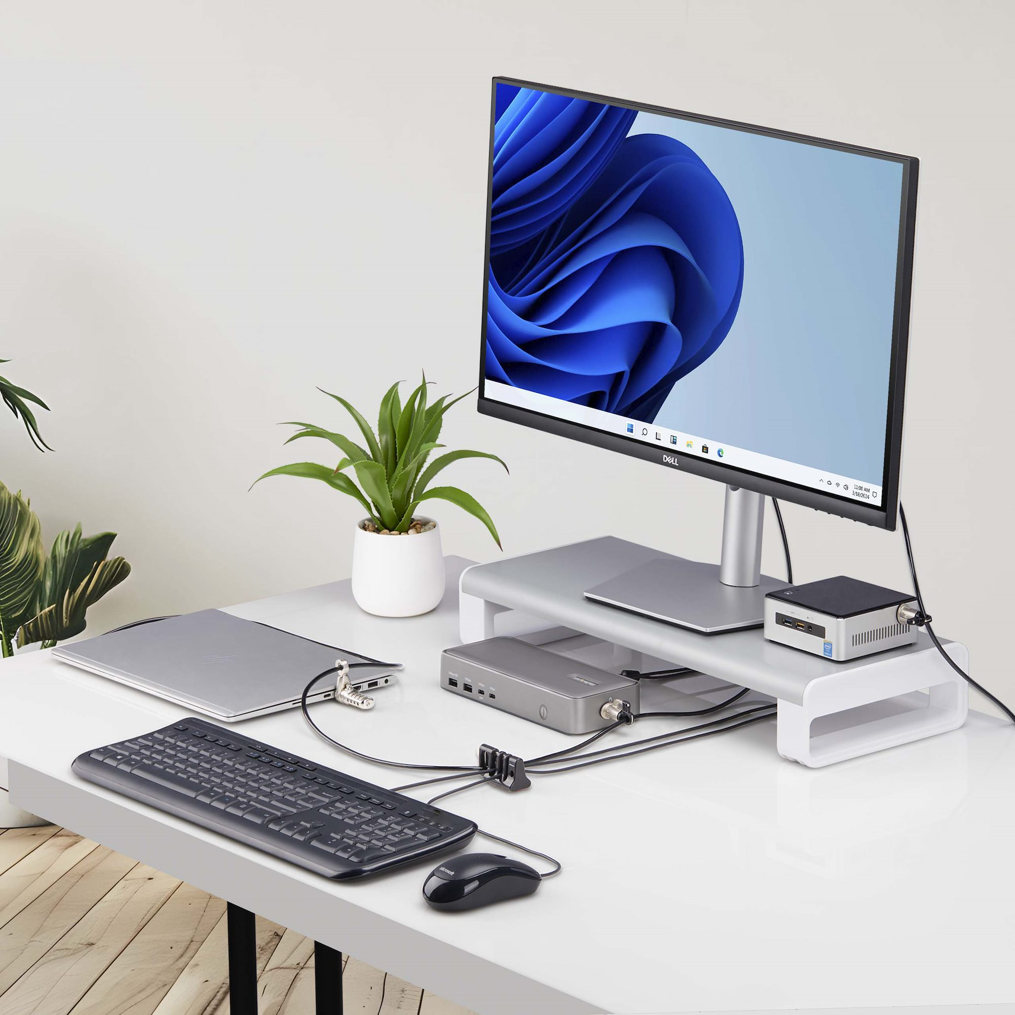 StarTech.com Vergrendelbare Kabel Organizer, Toetsenbord/Muis Beveiliging, Kabelbeveiliging voor Gedeelde Kantoren/Openbare Computers, Kabelklem compatibel met Laptop Kabelslot/Hangsloten, TAA - Afbeelding 9