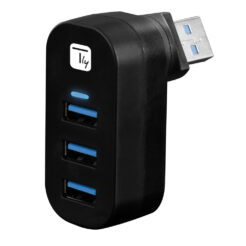 Techly IUSB3-HUB3-ROTB interface hub USB 3.2 Gen 1 (3.1 Gen 1) Type-A 5000 Mbit/s Zwart