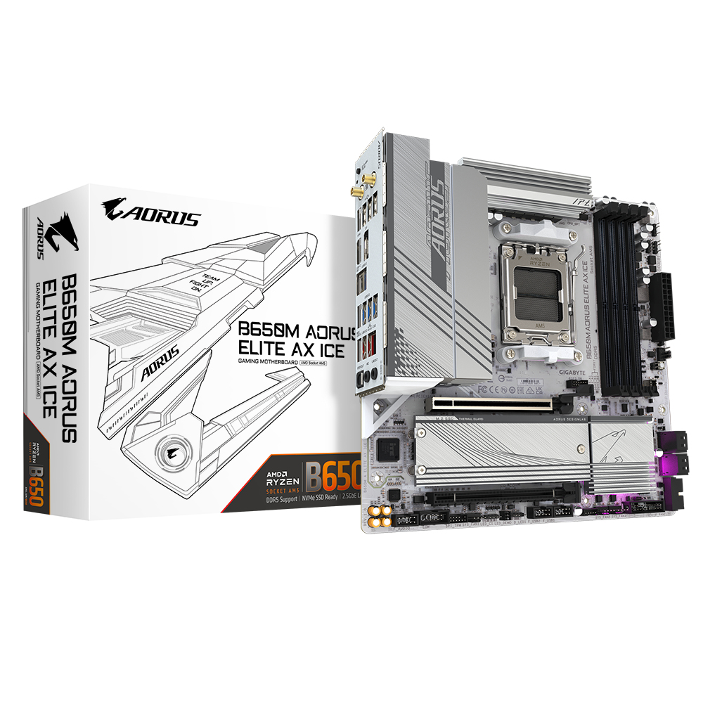 GIGABYTE B650M AORUS ELITE AX ICE moederbord AMD B650 Socket AM5 micro ATX - Afbeelding 2