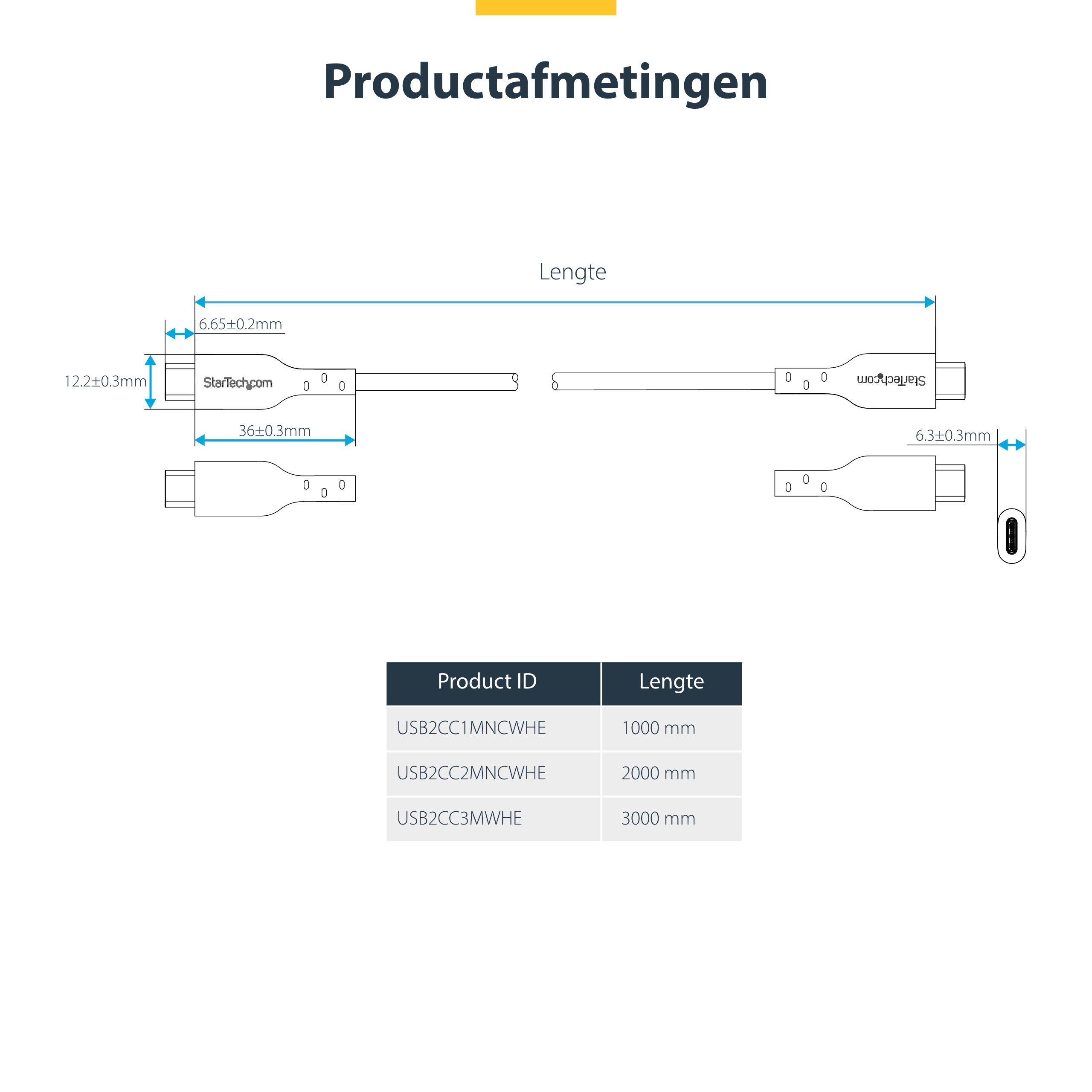 StarTech.com 1m USB-C Laadkabel, Charge & Sync, 60W (3A) PD, USB 2.0, Laptop Type C Laadkabel - Witte USB-C Oplaadkabel - Afbeelding 10