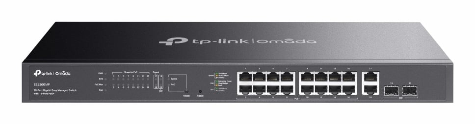 TP-Link Omada ES220GMP netwerk-switch Managed L2 Gigabit Ethernet (10/100/1000) Power over Ethernet (PoE) Zwart - Afbeelding 2