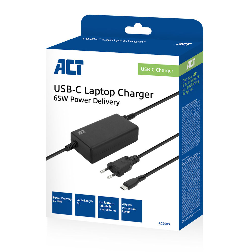 ACT USB-C laptoplader met Power Delivery profielen 65W - Afbeelding 3