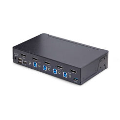 StarTech.com 4-Port DisplayPort KVM Switch, 8K 60Hz / 4K 144Hz, Single Display, DP 1.4, 2x USB 3.0 Ports, 4x USB 2.0 HID Ports, Drukknop & Hotkey Schakelaar, TAA Compliant, OS Onafhankelijk, Metalen Behuizing - Afbeelding 3