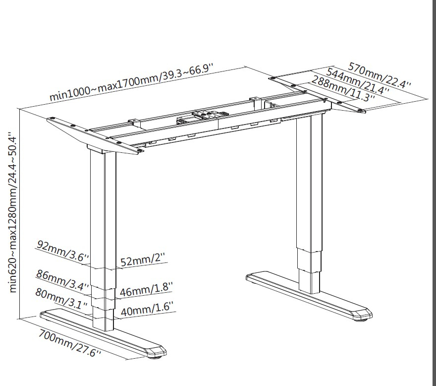 Equip ERGO Elektrisch Zit-Stand Bureau Frame, Dubbele Motor, Wit - Afbeelding 7
