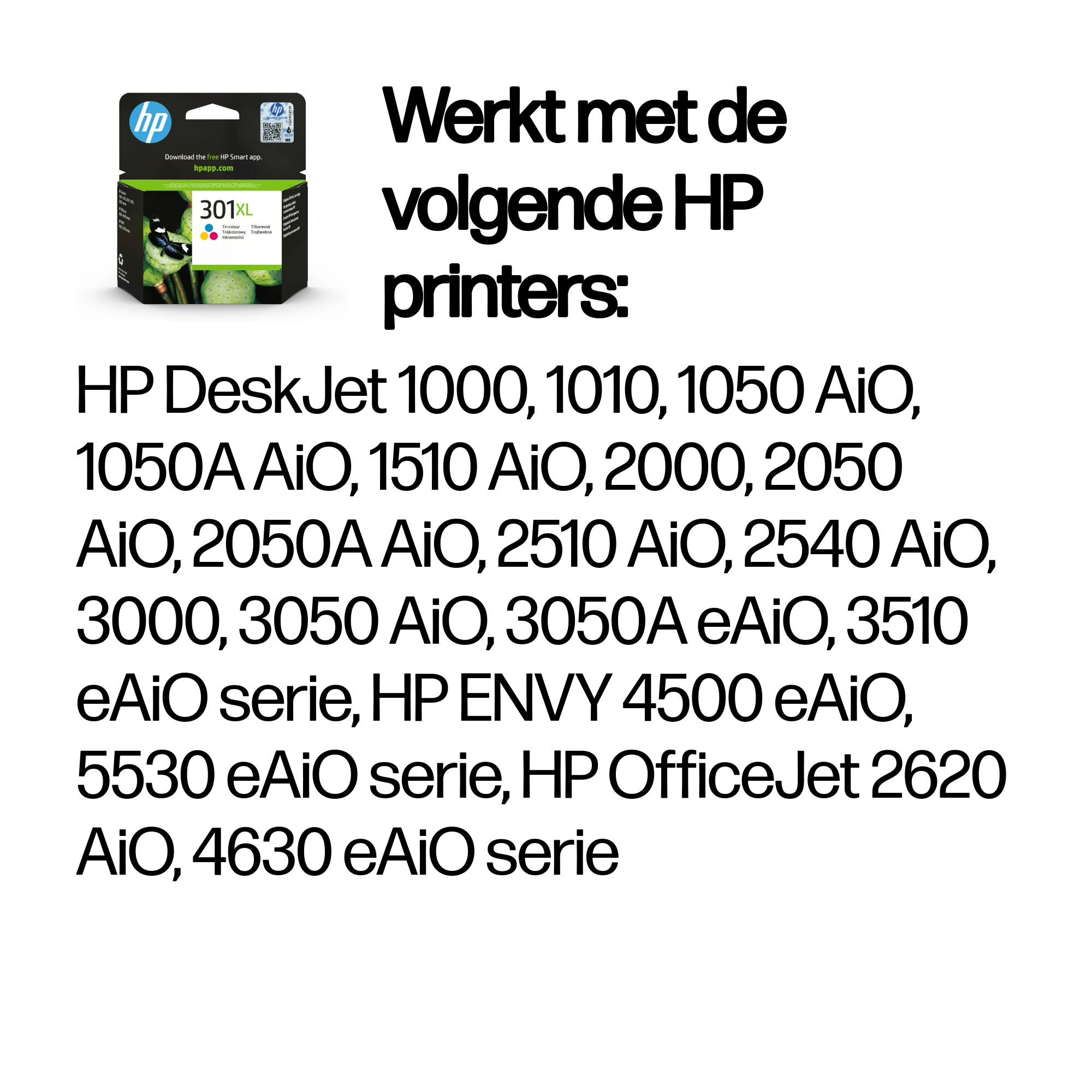 HP 301XL originele high-capacity drie-kleuren inktcartridge - Afbeelding 3