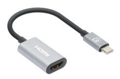 Manhattan USB-C naar HDMI adapterkabel, 4K@60Hz, 11 cm, mannelijk naar mannelijk, zwart/zilver, 3 jaar garantie - Afbeelding 3