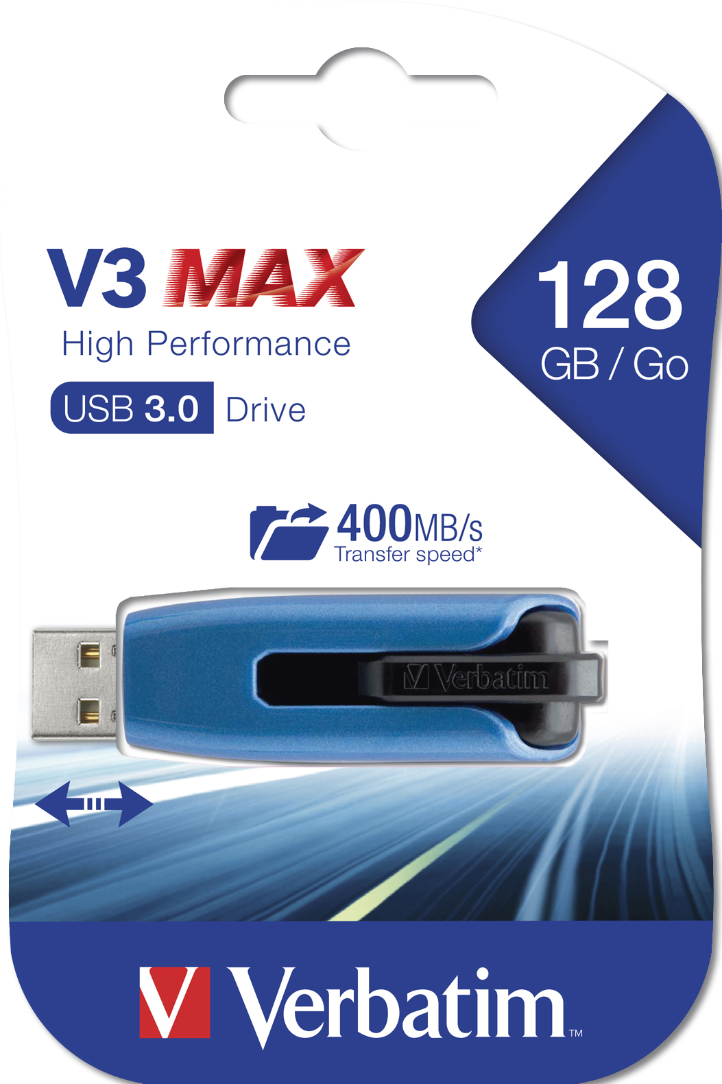 Verbatim V3 MAX - USB-Stick 3.0 128 GB - Blauw - Afbeelding 6