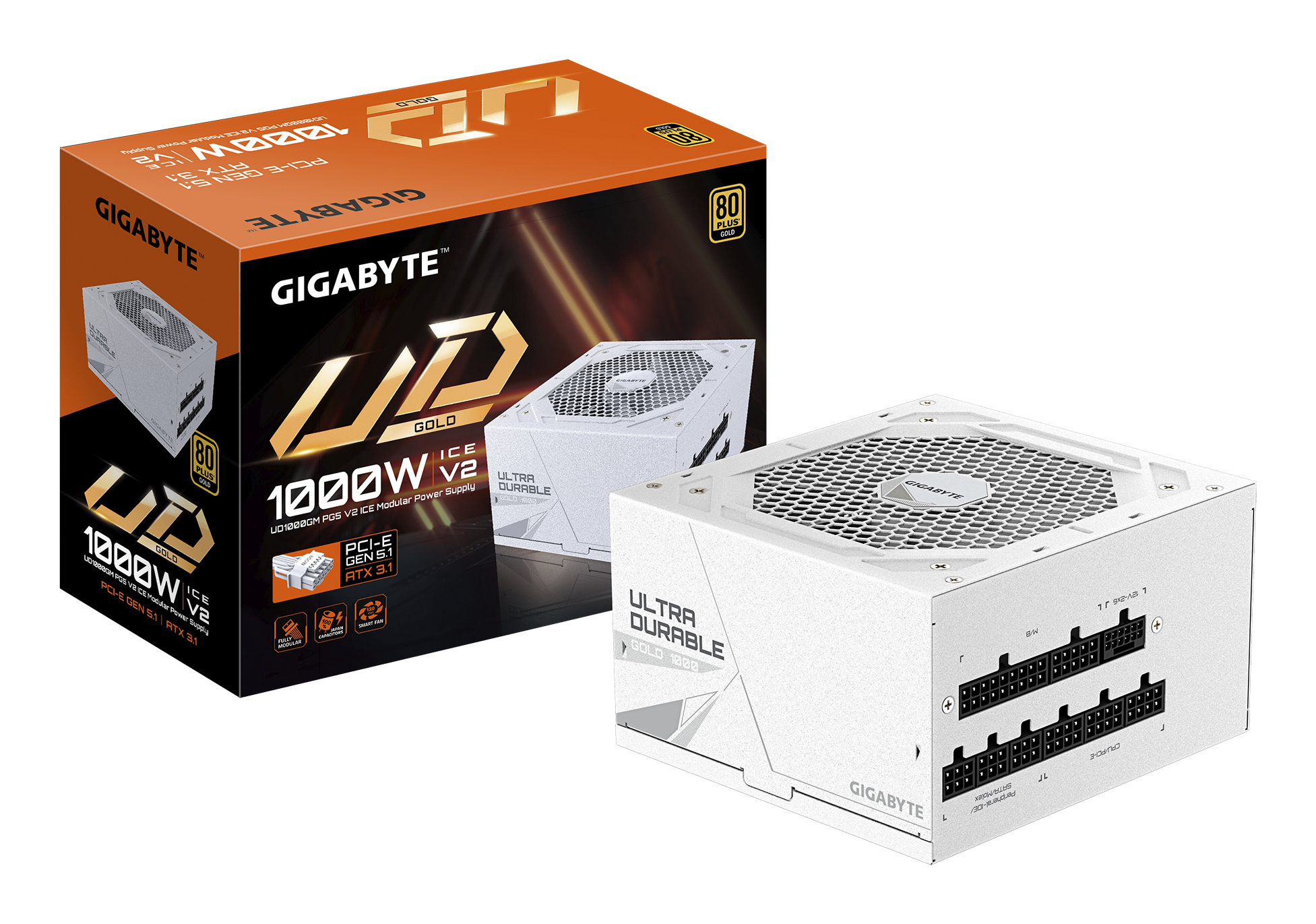GIGABYTE UD1000GM PG5 V2 ICE power supply unit 1000 W 20+4 pin ATX ATX Wit