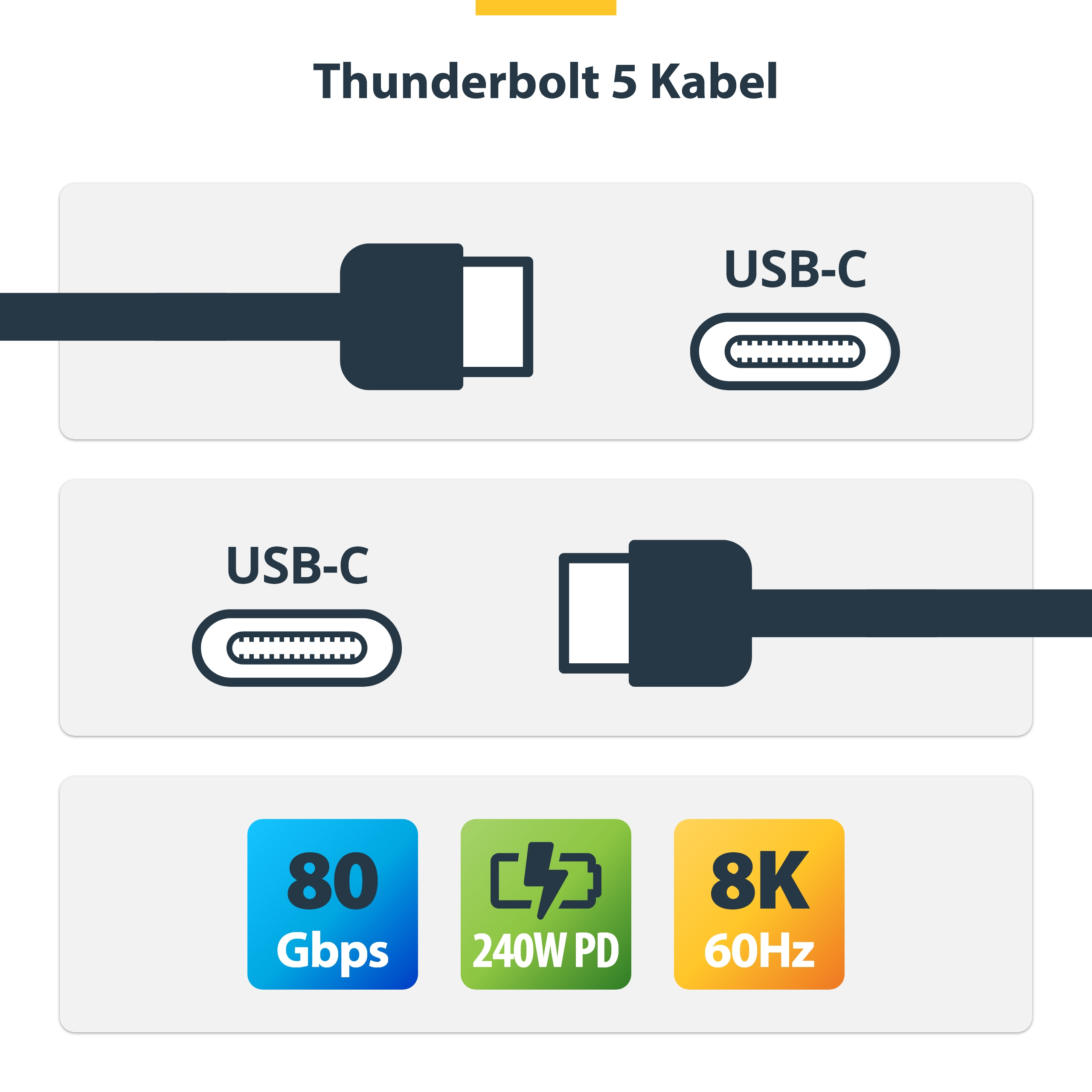 StarTech.com 80cm Thunderbolt 5 Kabel, 80Gbps/Tot 120Gbps, 240W PD EPR, 8K 60Hz,Thunderbolt-Gecertificeerde Kabel, Compatibel met Thunderbolt 4/USB4/USB-C - Afbeelding 16