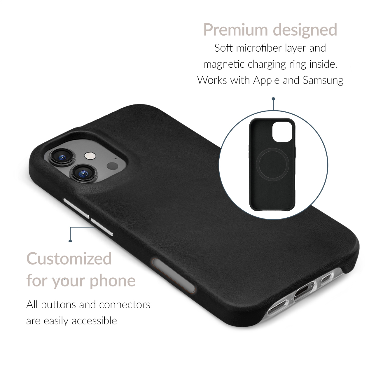 Mobilize Magsafe Compatible Premium Leather Case Apple iPhone 16 Black