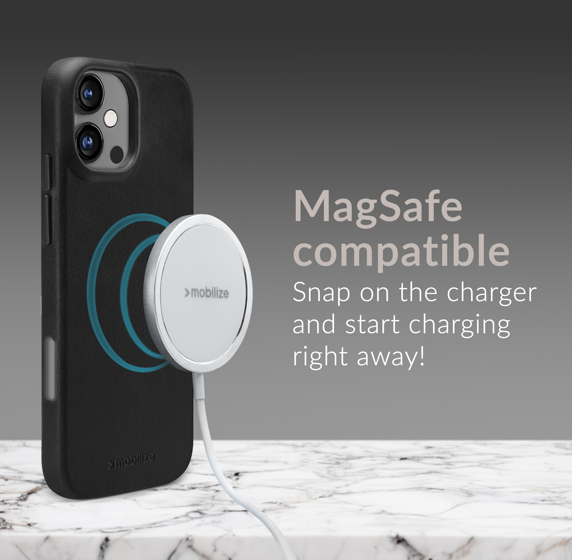 Mobilize Magsafe Compatible Premium Leather Case Apple iPhone 16 Black - Afbeelding 3