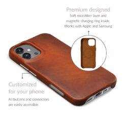Mobilize Magsafe Compatible Premium Leather Case Apple iPhone 16 Burned Cognac