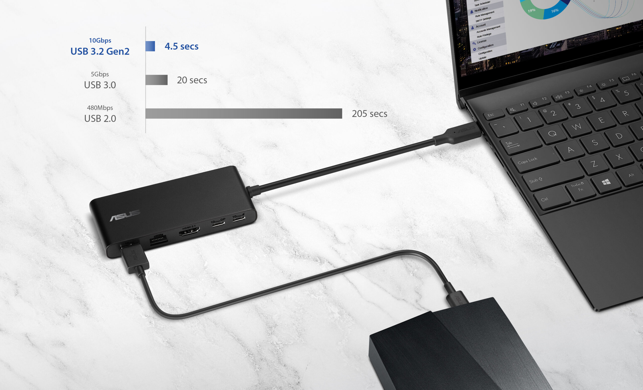 ASUS Dual 4K USB-C Dock DC201 Bedraad USB 3.2 Gen 2 (3.1 Gen 2) Type-C Zwart - Afbeelding 10