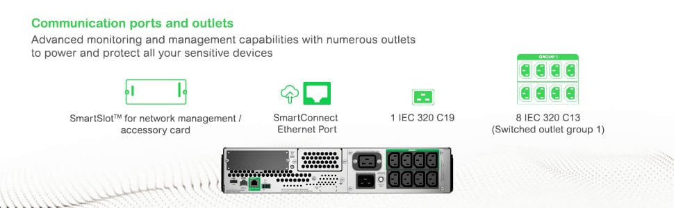 APC Smart-UPS SMT3000RMI2UC- 8x C13, 1x C19, USB, Rackmount 2U, SmartConnect, 3000VA - Afbeelding 13
