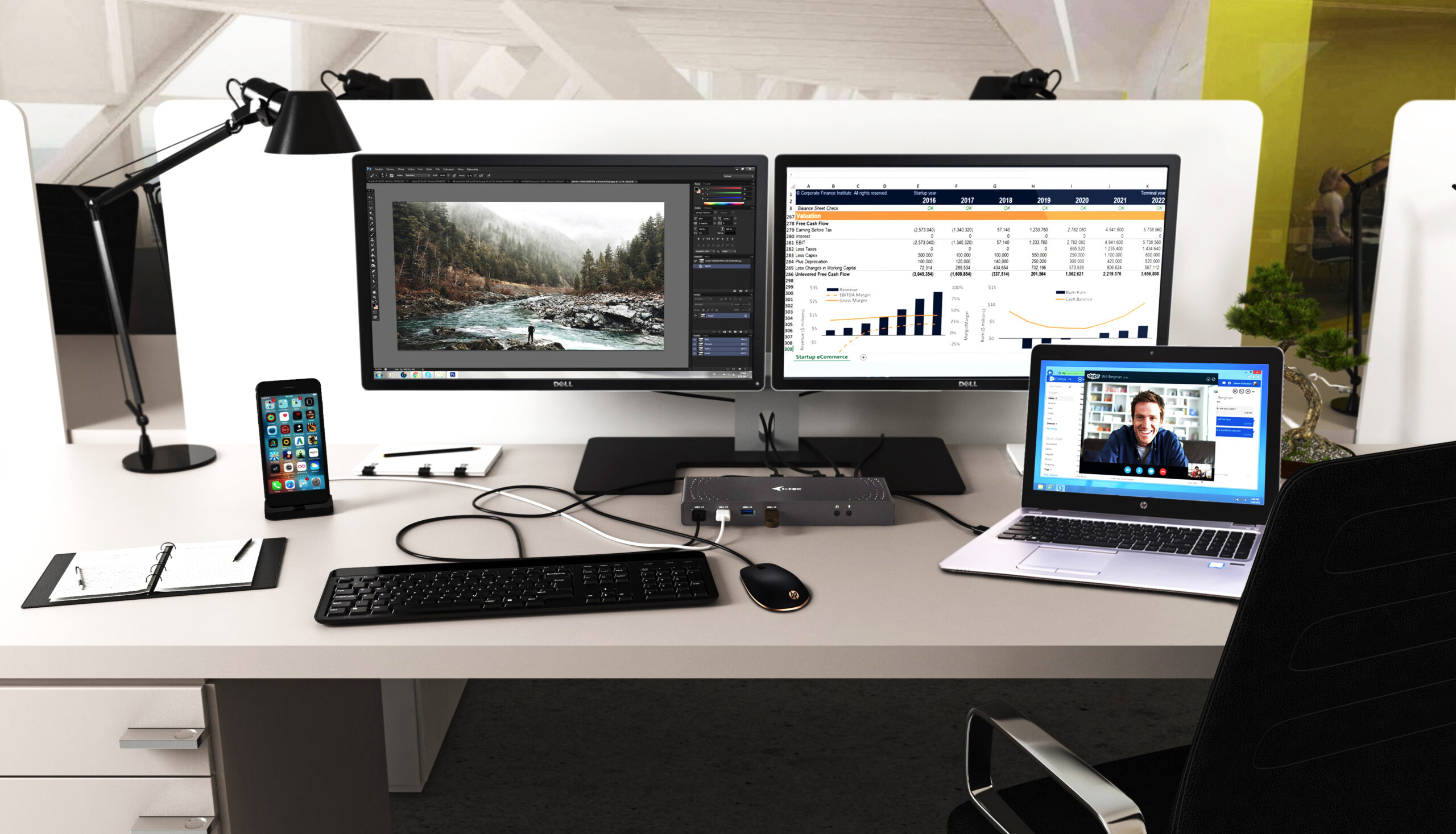 i-tec CADUAL4KDOCK laptop dock & poortreplicator Bedraad USB 3.2 Gen 1 (3.1 Gen 1) Type-C Zwart, Turkoois - Afbeelding 11