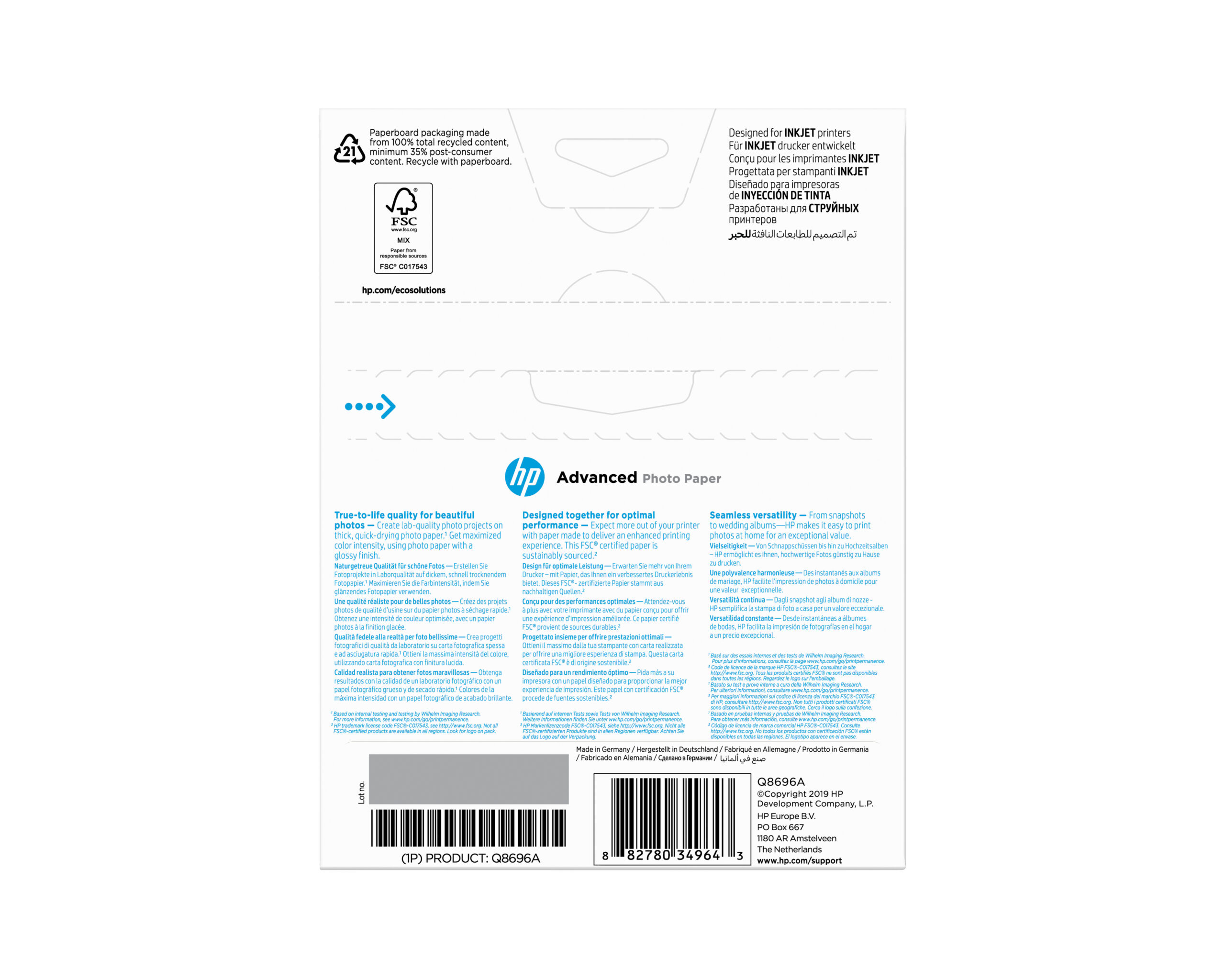 HP Advanced fotopapier, glanzend, 250 g/m2, 13 x 18 cm (127 x 178 mm), 25 vellen - Afbeelding 4