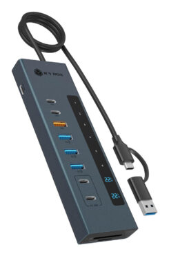 ICY BOX IB-HUB1742CR-C2PD USB 3.2 Gen 2 (3.1 Gen 2) Type-A + Type-C 10000 Mbit/s Zwart - Afbeelding 2