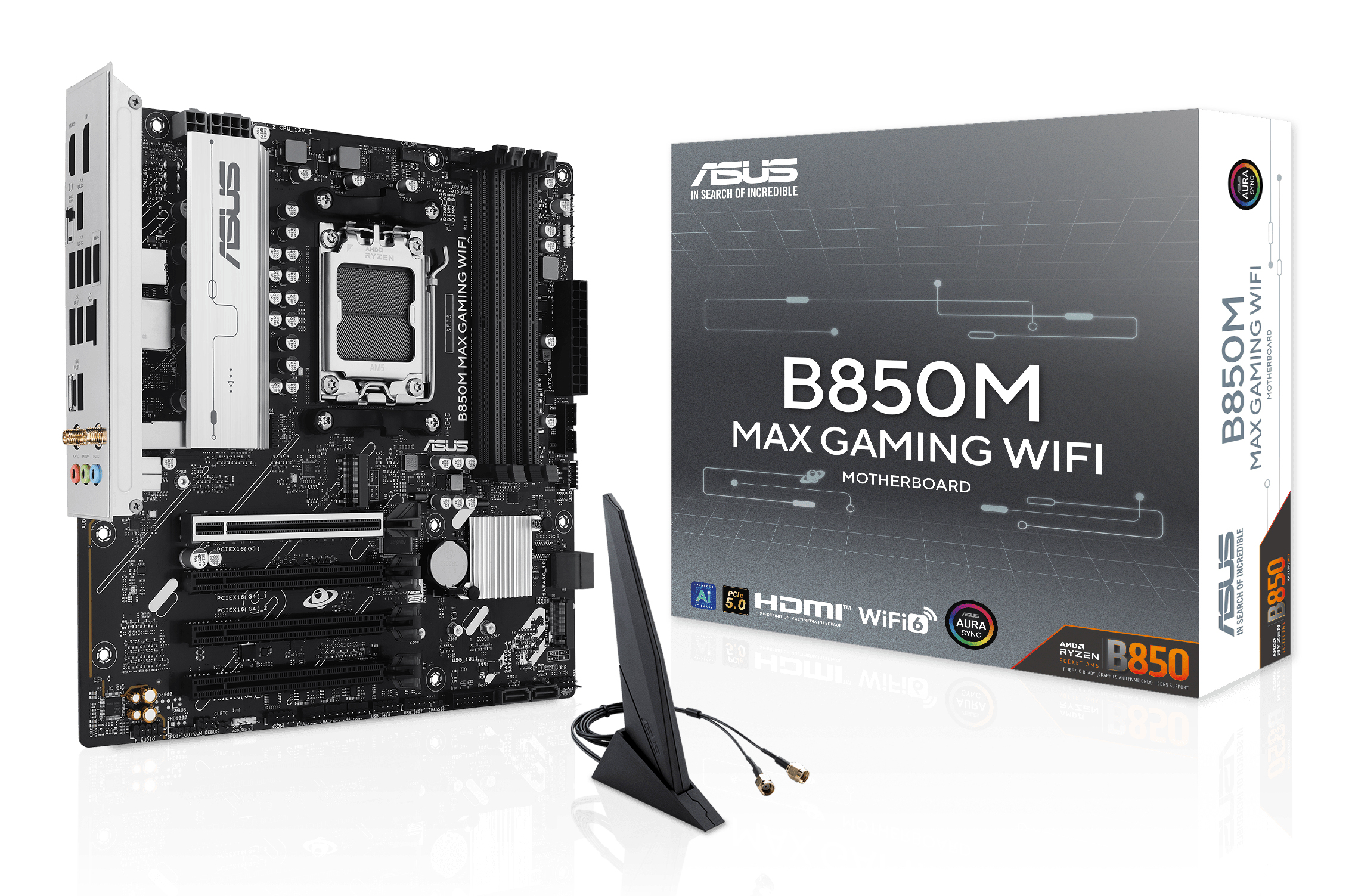 ASUS B850M MAX GAMING WIFI AMD B850 Socket AM5 micro ATX - Afbeelding 2