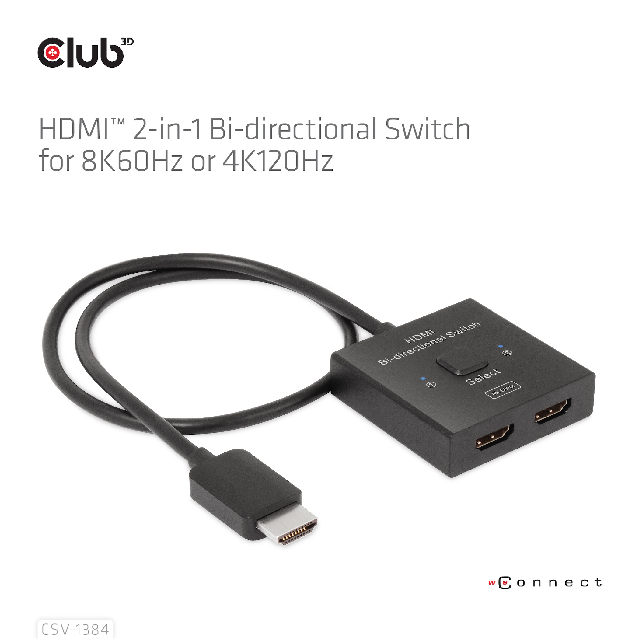 CLUB3D HDMI 2-in-1 Bi-directional Switch for 8K60Hz or 4K120Hz - Afbeelding 12