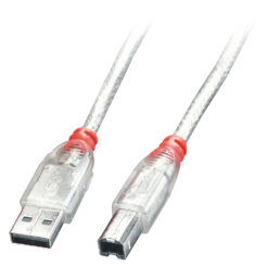 Lindy 41754 USB-kabel USB 2.0 3 m USB A USB B Transparant