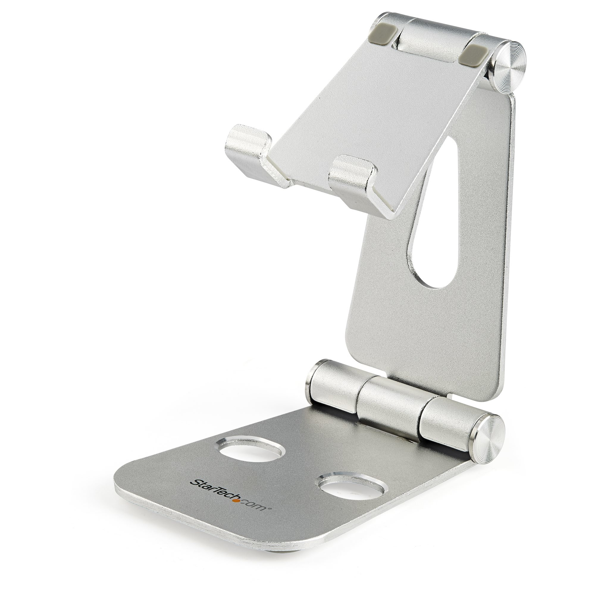StarTech.com Telefoon en Tablet Steun, Uitklapbare Universele Smartphone- en Tablethouder, Verstelbare Kijkhoek, Ergonomische Bureau Telefoonhouder, Draagbaar, Zilver
