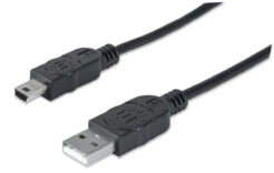 Manhattan 333375 USB-kabel USB 2.0 1,8 m USB A Mini-USB B Zwart