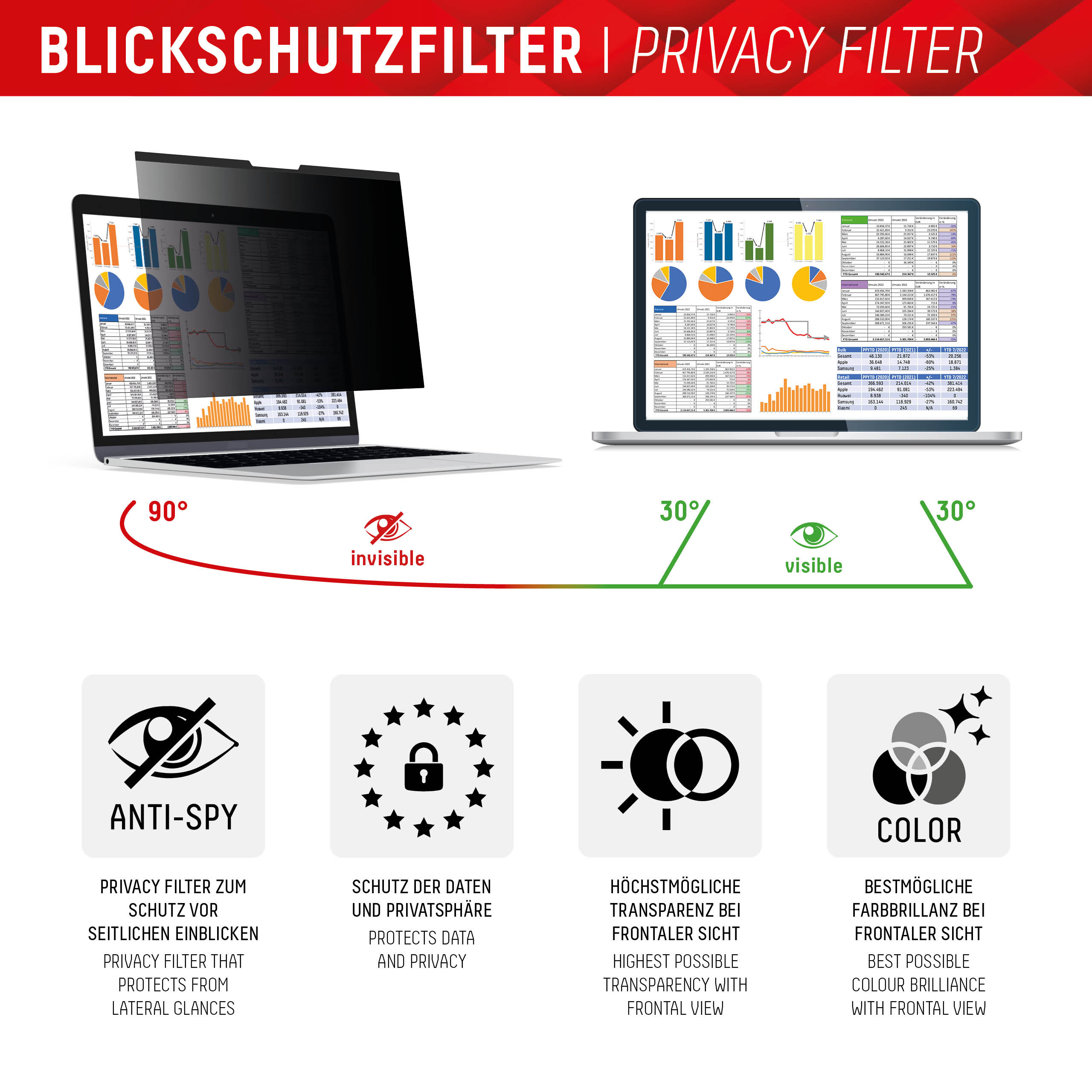 Displex 01764 schermfilter 33,8 cm (13.3") Laptop Randloze privacyfilter voor schermen 5H - Afbeelding 2