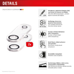 Displex 02174 scherm- & rugbeschermer voor mobiele telefoons Cameralensbeschermer Apple 2 stuk(s)