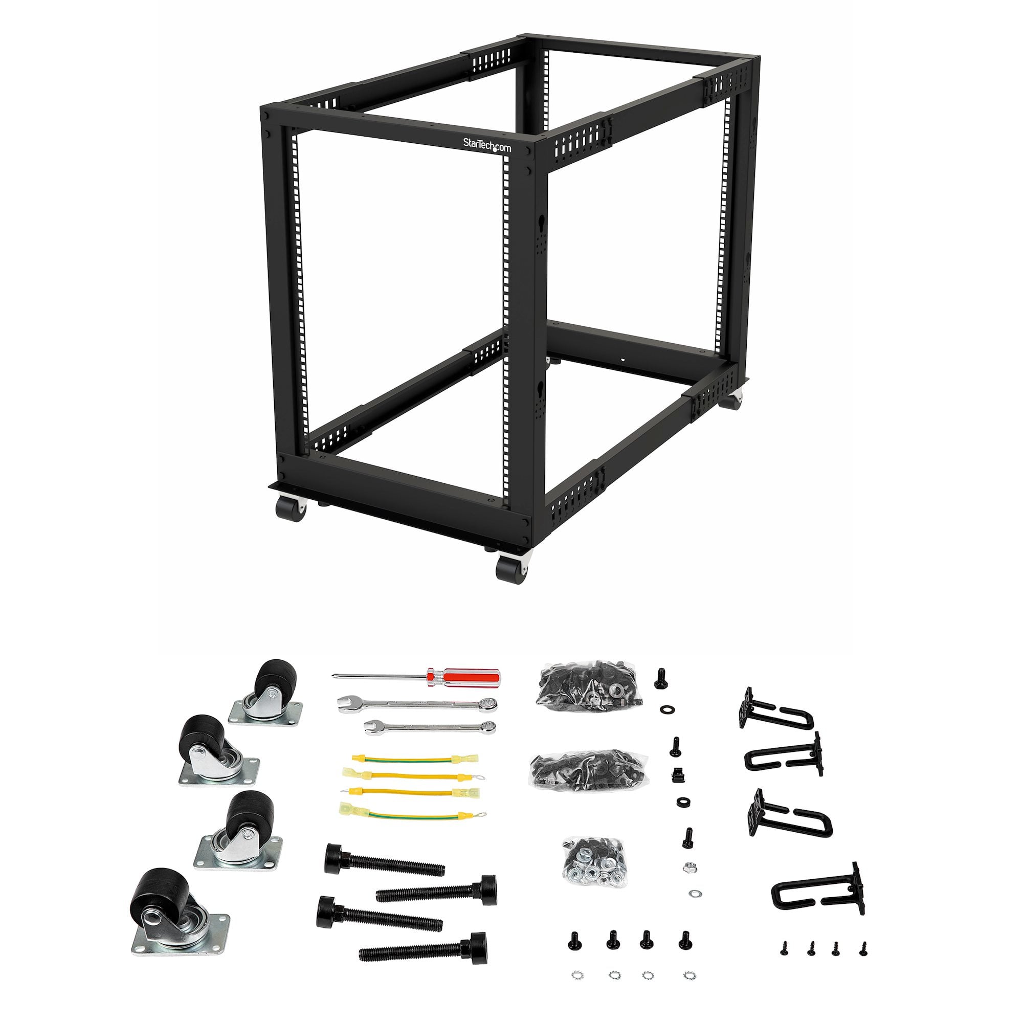 StarTech.com 15U 4-Post Server Rack, 19in Open Frame Rack met 101cm Montagediepte en 544kg Draagkracht, Mobiel of Vrijstaand IT Rack - Afbeelding 8
