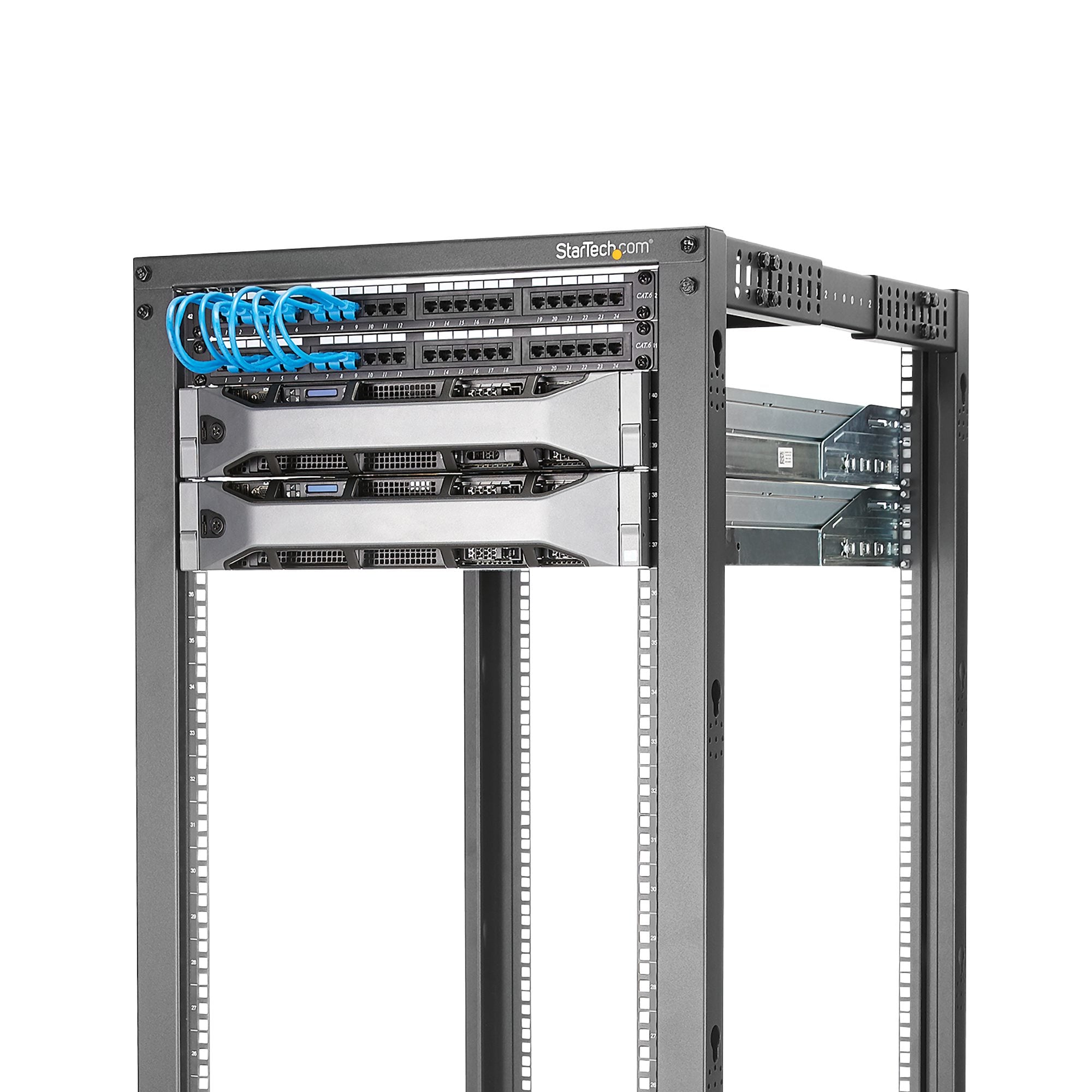 StarTech.com 15U 4-Post Server Rack, 19in Open Frame Rack met 101cm Montagediepte en 544kg Draagkracht, Mobiel of Vrijstaand IT Rack - Afbeelding 4