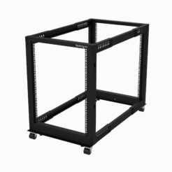 StarTech.com 4-Post 15U Mobiel Open Frame Server Rack, 19" Patchkast met Wielen en 4 Stijlen, Open Serverkast met Verstelbare Diepte voor Computer / AV / Netwerk Apparatuur - Wielen, Stelvoeten of Vloermontage