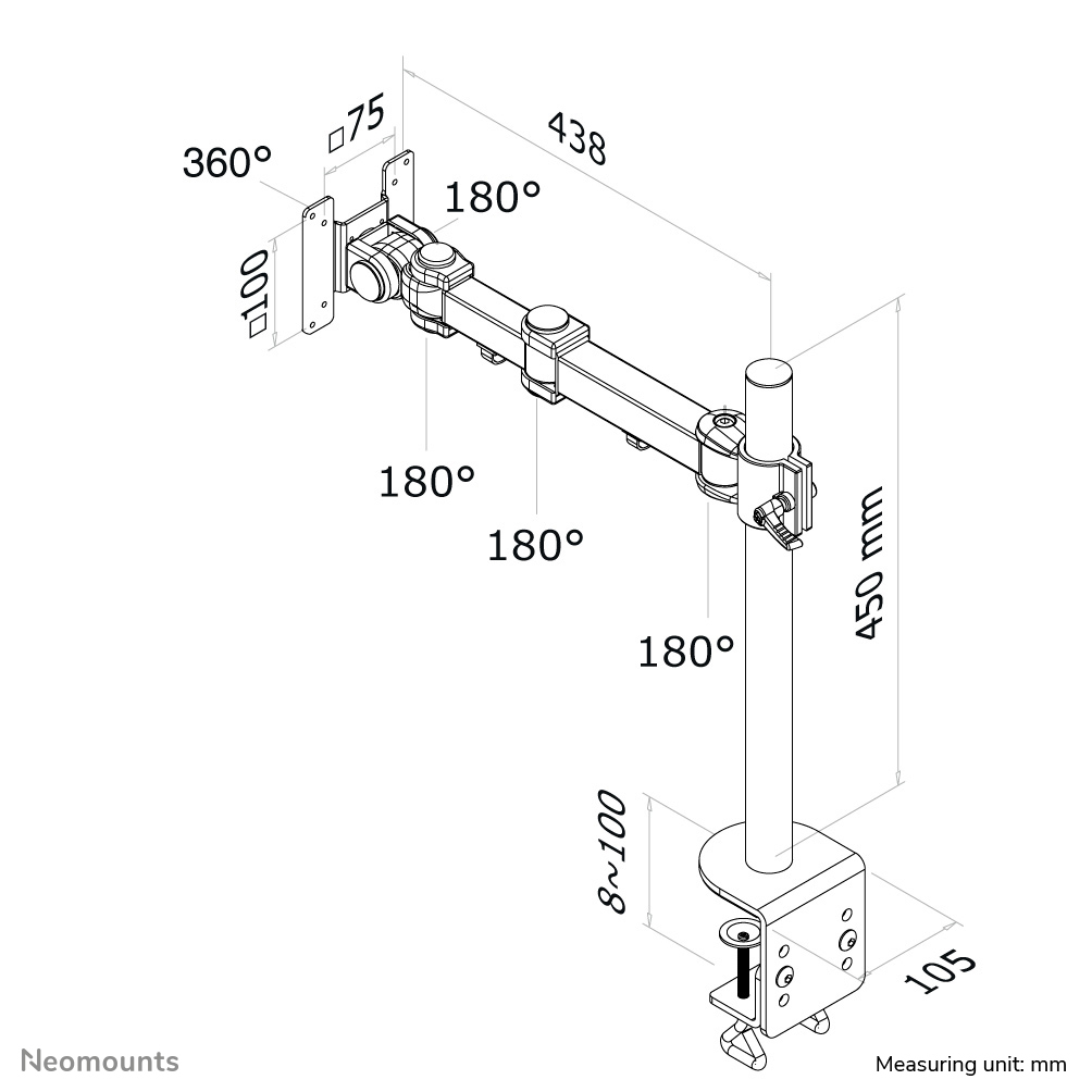 Neomounts FPMA-D960 Monitorarm 10-30" - Afbeelding 7