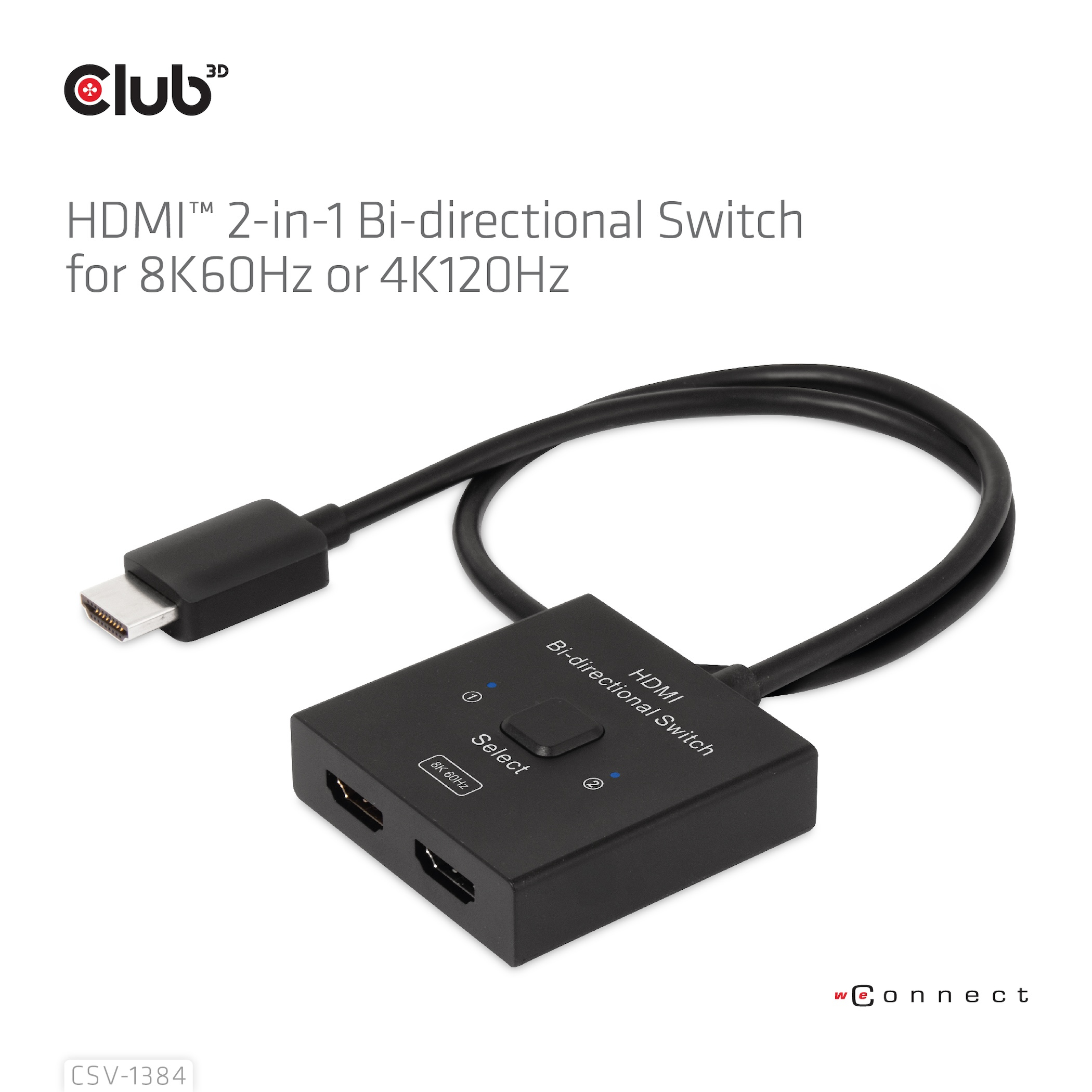 CLUB3D HDMI 2-in-1 Bi-directional Switch for 8K60Hz or 4K120Hz - Afbeelding 13