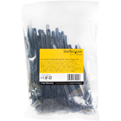 StarTech.com 15 cm Zwarte Herbruikbare Kabelbinders 7 mm Breed, 35 mm Bundeldiameter, 22 kg Treksterkte Hersluitbare Nylon Snelbinders voor Binnen/Buiten, 94V-2/UL Listed, 100 stuks - Afbeelding 6