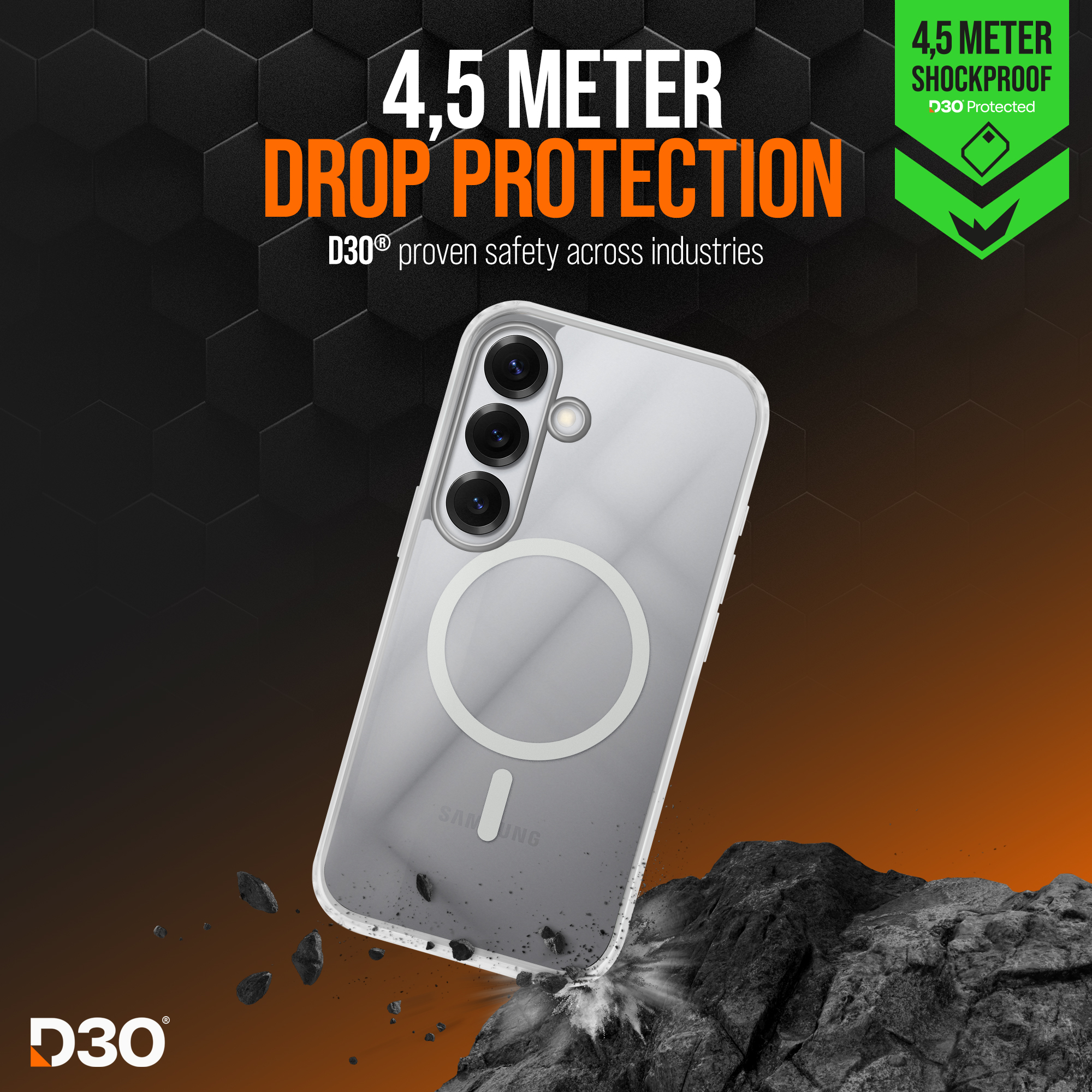 Striker X-Core - D3O Xtreme Impact Mag Case - Clear - Samsung S25 5G - Afbeelding 2