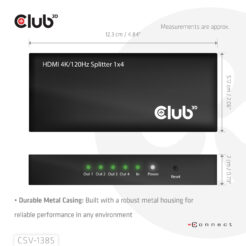 CLUB3D 1 to 4 HDMI™ Splitter 4K120Hz - Afbeelding 4