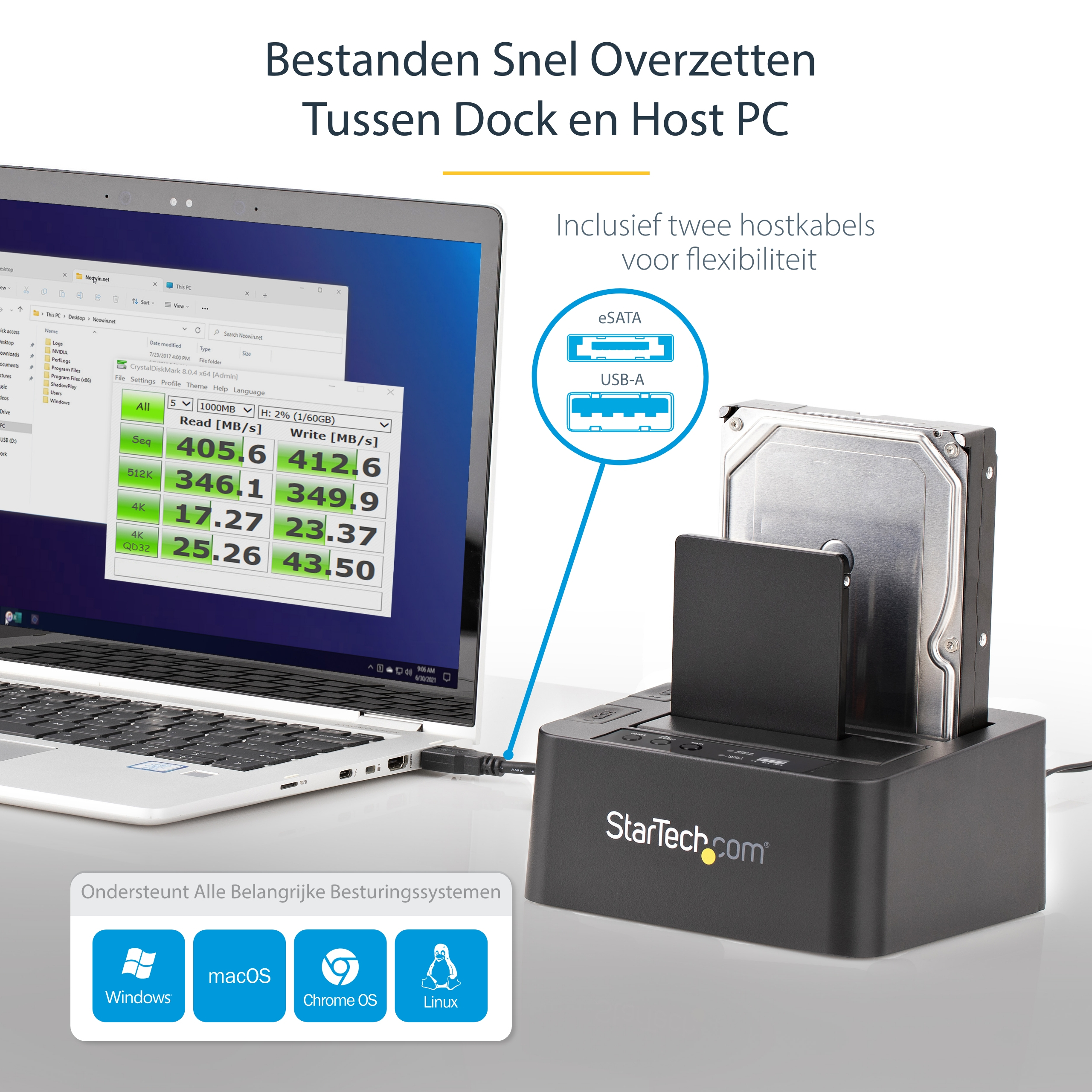 StarTech.com Dual Bay Hard Drive Cloner, Standalone USB 3.2 Gen 1 (5 Gbps) / eSATA naar 2.5/3.5" SATA III HDD/SSD Kloner/Copier, Harde Schijf Duplicator Dock, Hard Disk Copy - Afbeelding 9