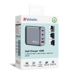 Verbatim 100 W GaN-wandoplader met vier poorten 2 x USB-C PD 100 W / 1 x USB-C PD 65 W / 1 x USB-A QC 3.0 (EU/VK/VS) - Afbeelding 7