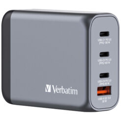Verbatim 100 W GaN-wandoplader met vier poorten 2 x USB-C PD 100 W / 1 x USB-C PD 65 W / 1 x USB-A QC 3.0 (EU/VK/VS) - Afbeelding 2