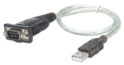 Manhattan 205146 seriële kabel Zwart, Transparant 0,45 m USB Type-A D-Sub (DB-9)